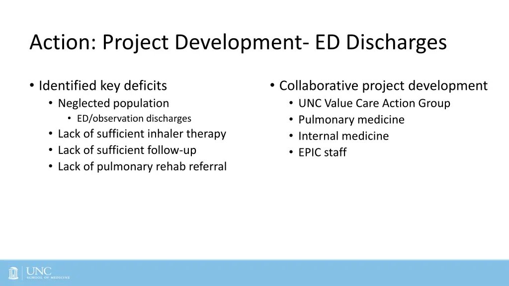action project development ed discharges