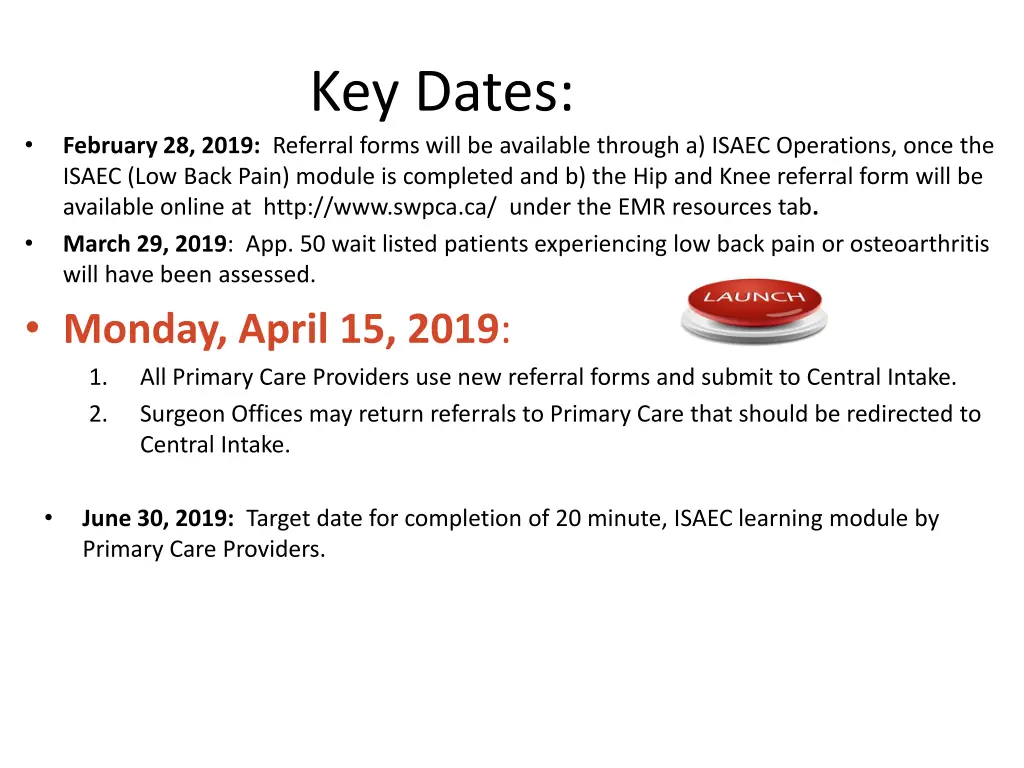 key dates