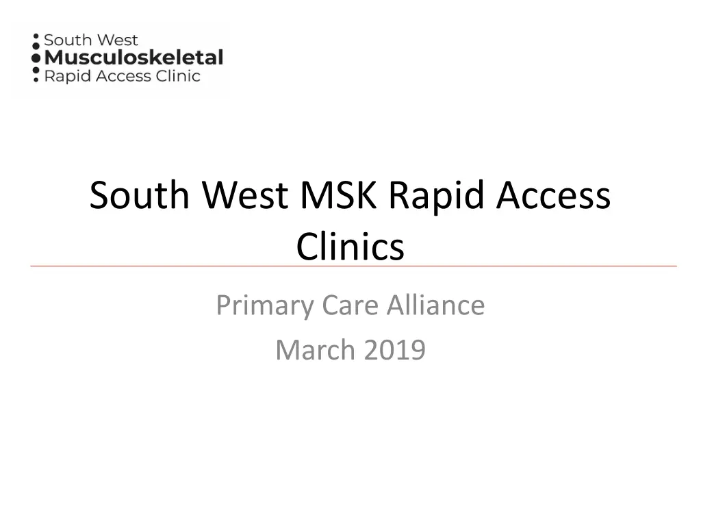 south west msk rapid access clinics