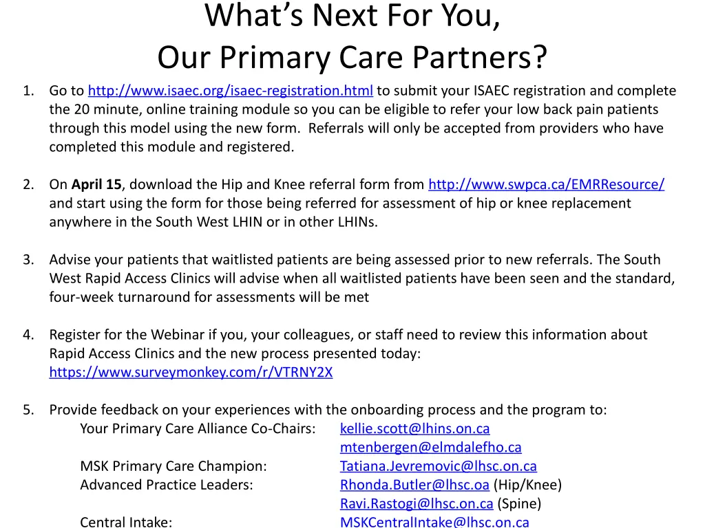 what s next for you our primary care partners