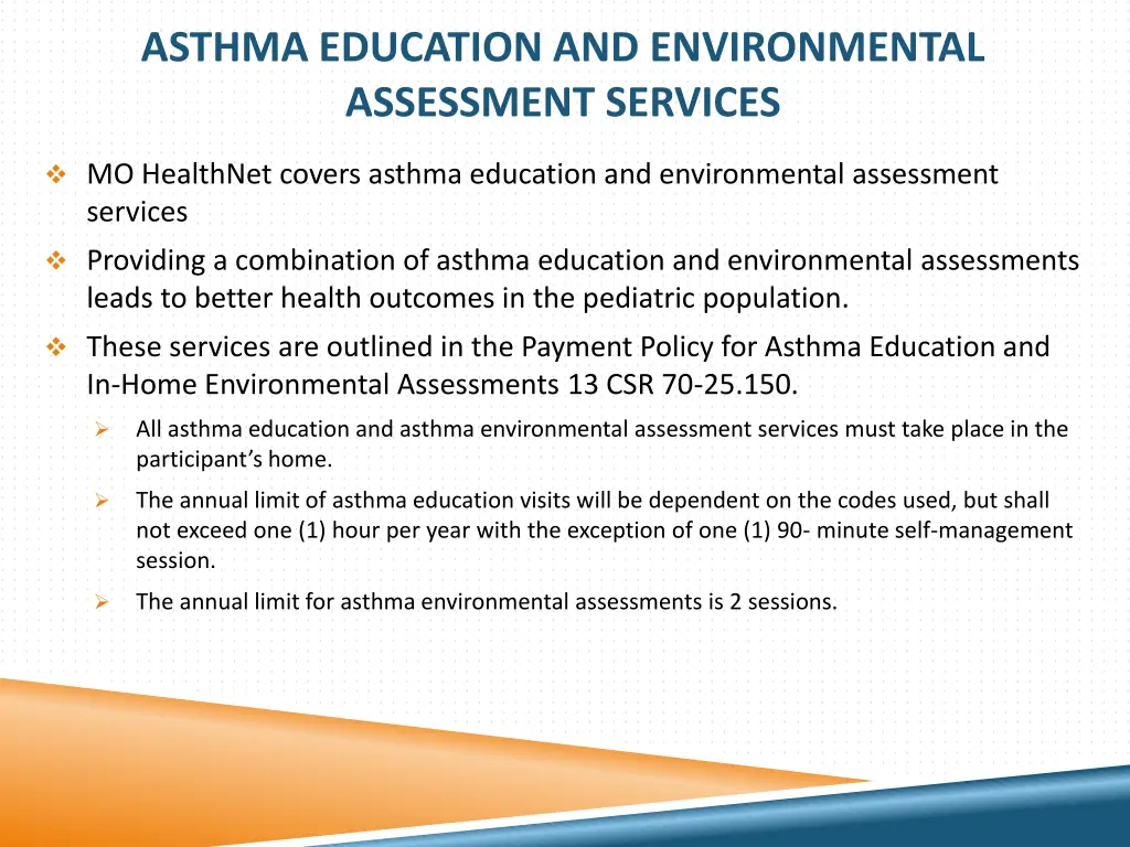 asthma education and environmental assessment