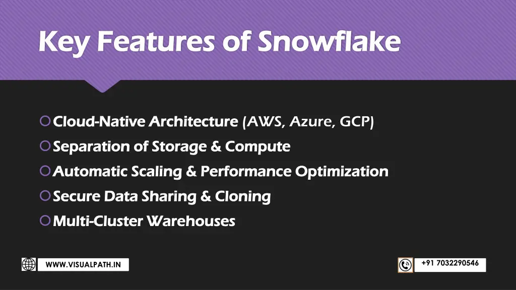 key features of snowflake key features