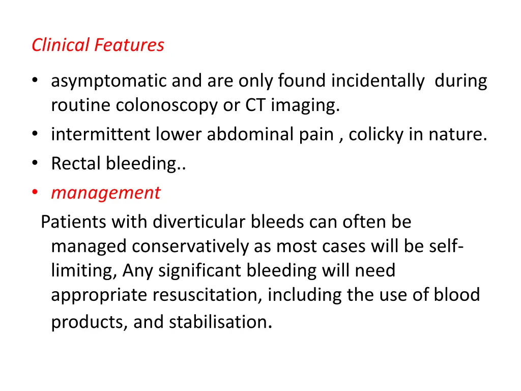 clinical features