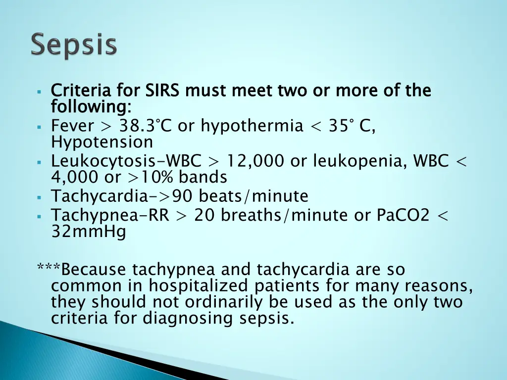 criteria for sirs must meet two or more