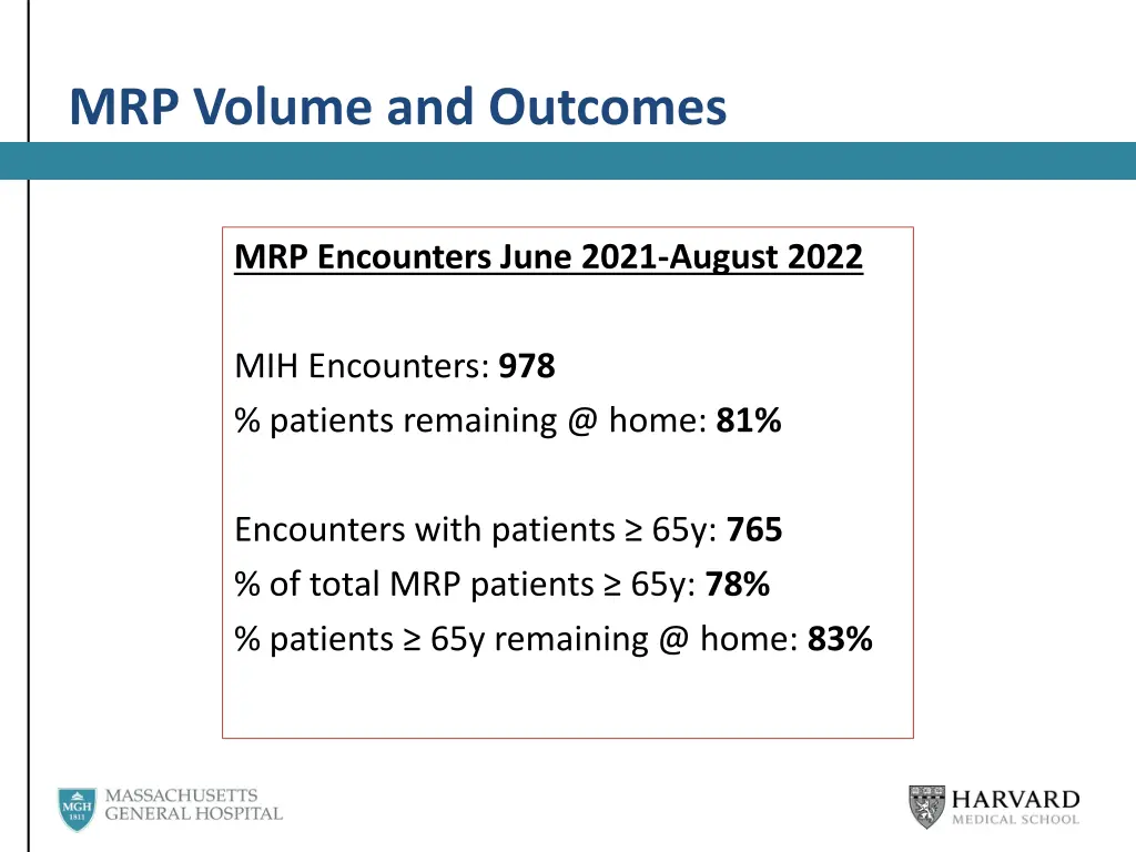 mrp volume and outcomes