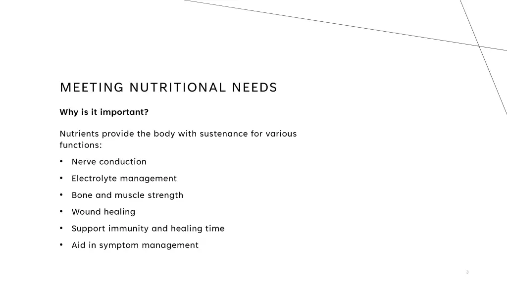 meeting nutritional needs