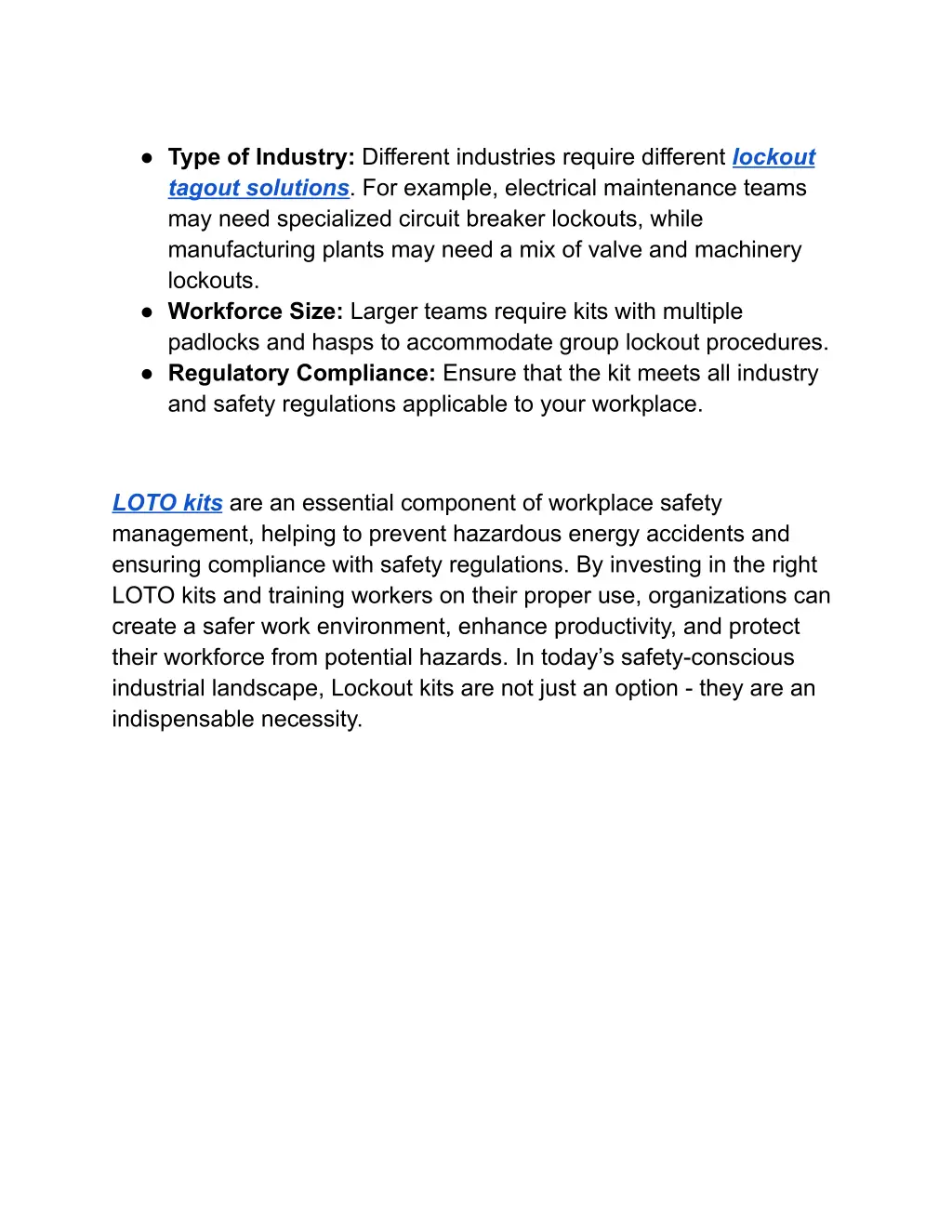 type of industry different industries require