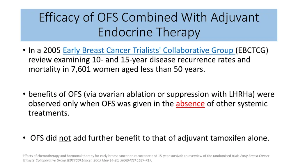 efficacy of ofs combined with adjuvant endocrine