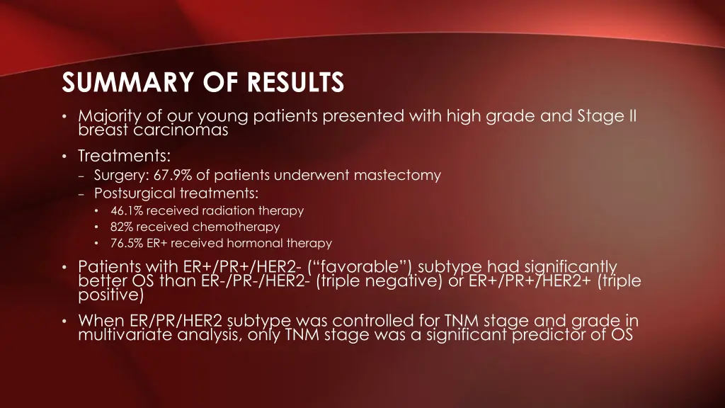 summary of results