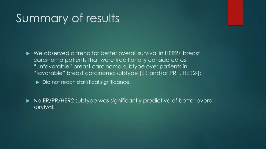 summary of results