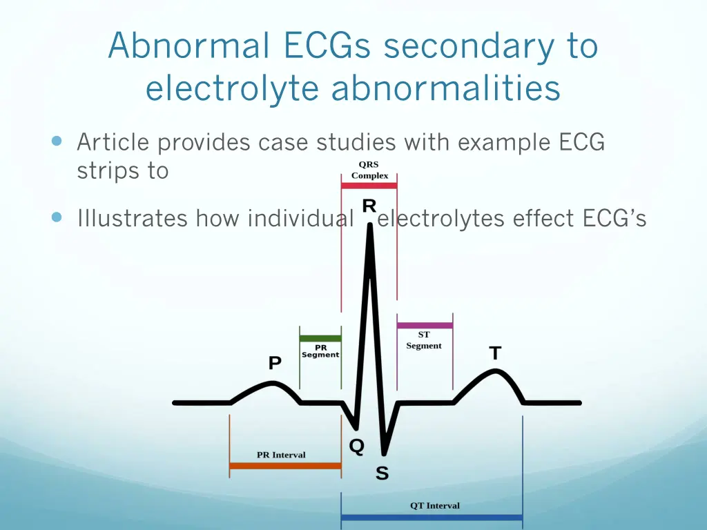 abnormal ecgs secondary to electrolyte