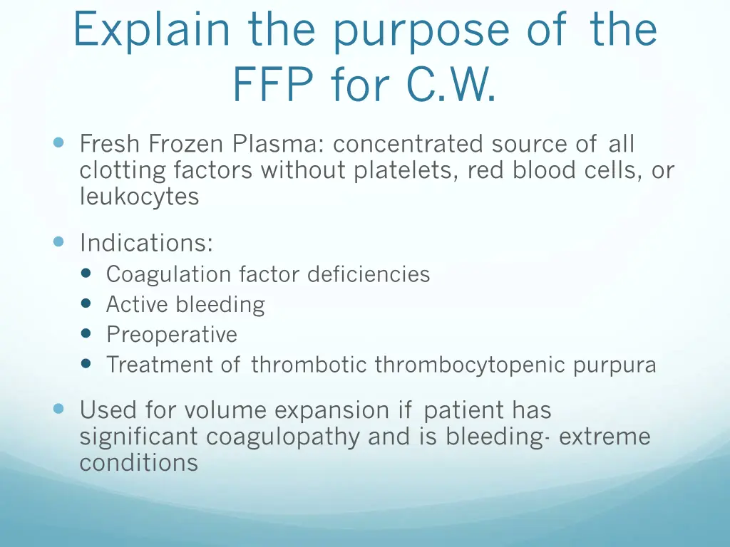 explain the purpose of the ffp for c w