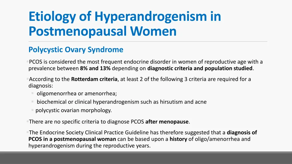 etiology of hyperandrogenism in postmenopausal