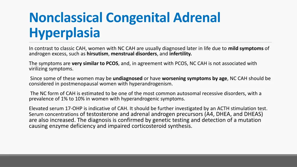nonclassical congenital adrenal hyperplasia
