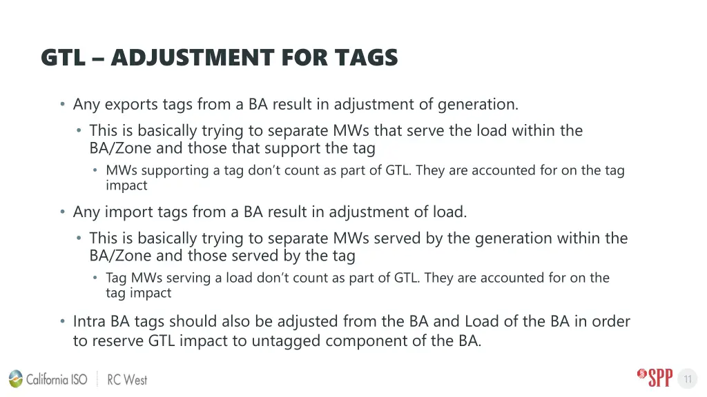 gtl adjustment for tags
