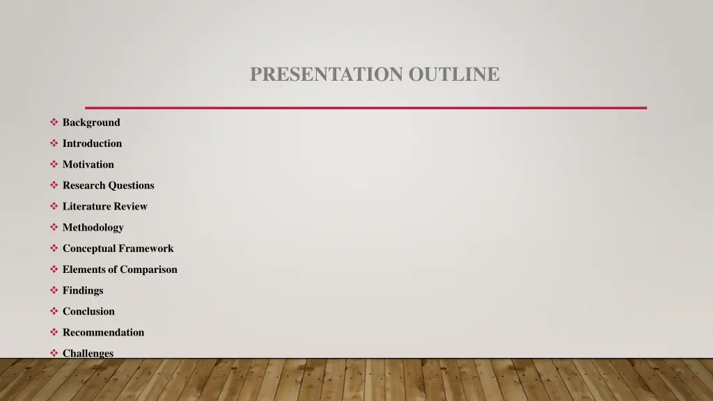 presentation outline