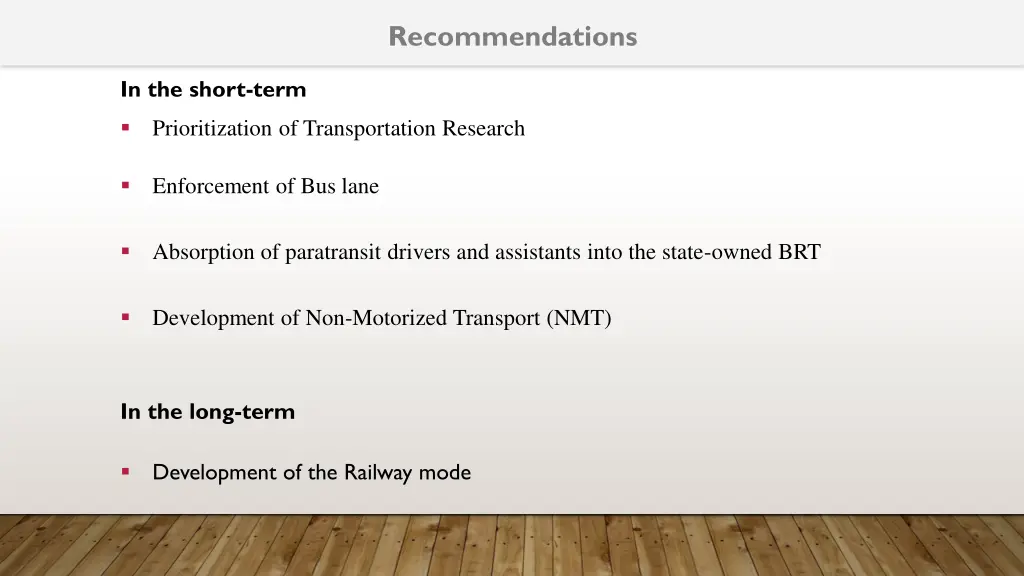 recommendations