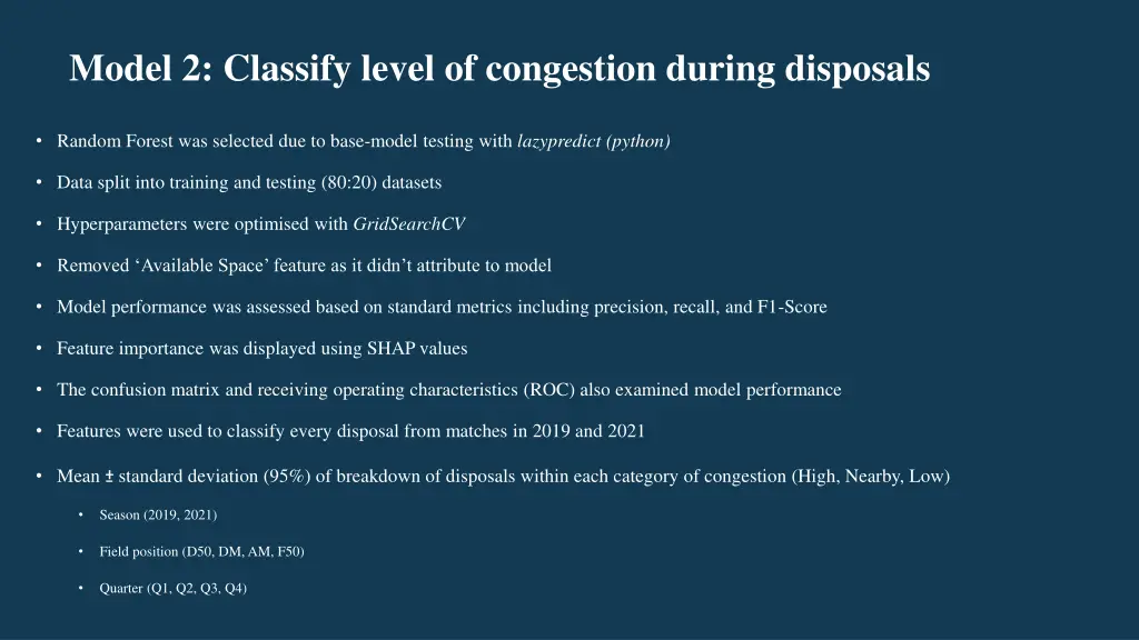 model 2 classify level of congestion during 2