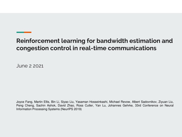 reinforcement learning for bandwidth estimation
