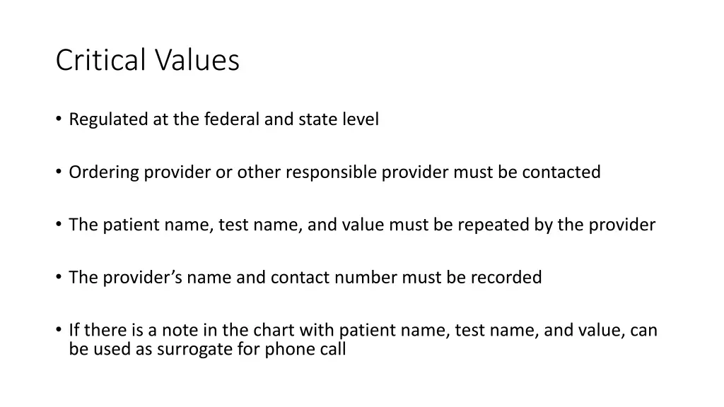 critical values