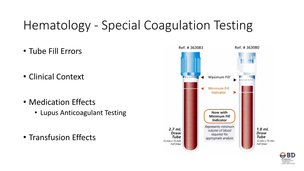 hematology special coagulation testing