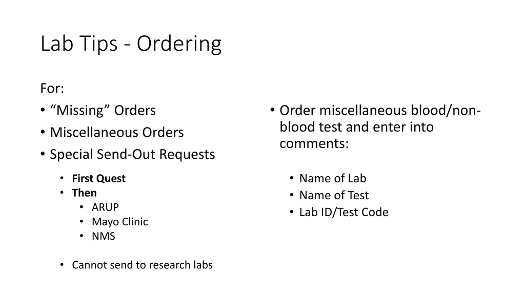 lab tips ordering