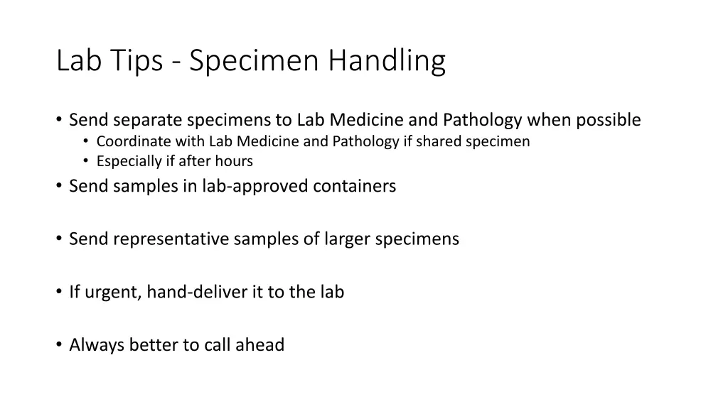 lab tips specimen handling