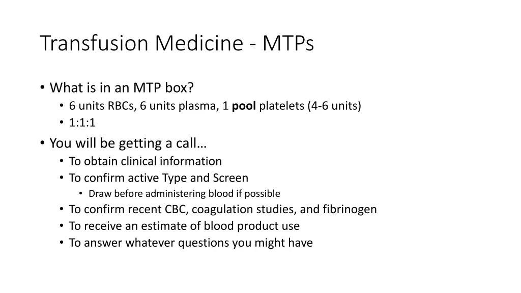 transfusion medicine mtps