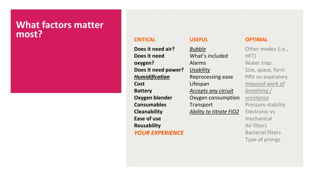 what factors matter most 1