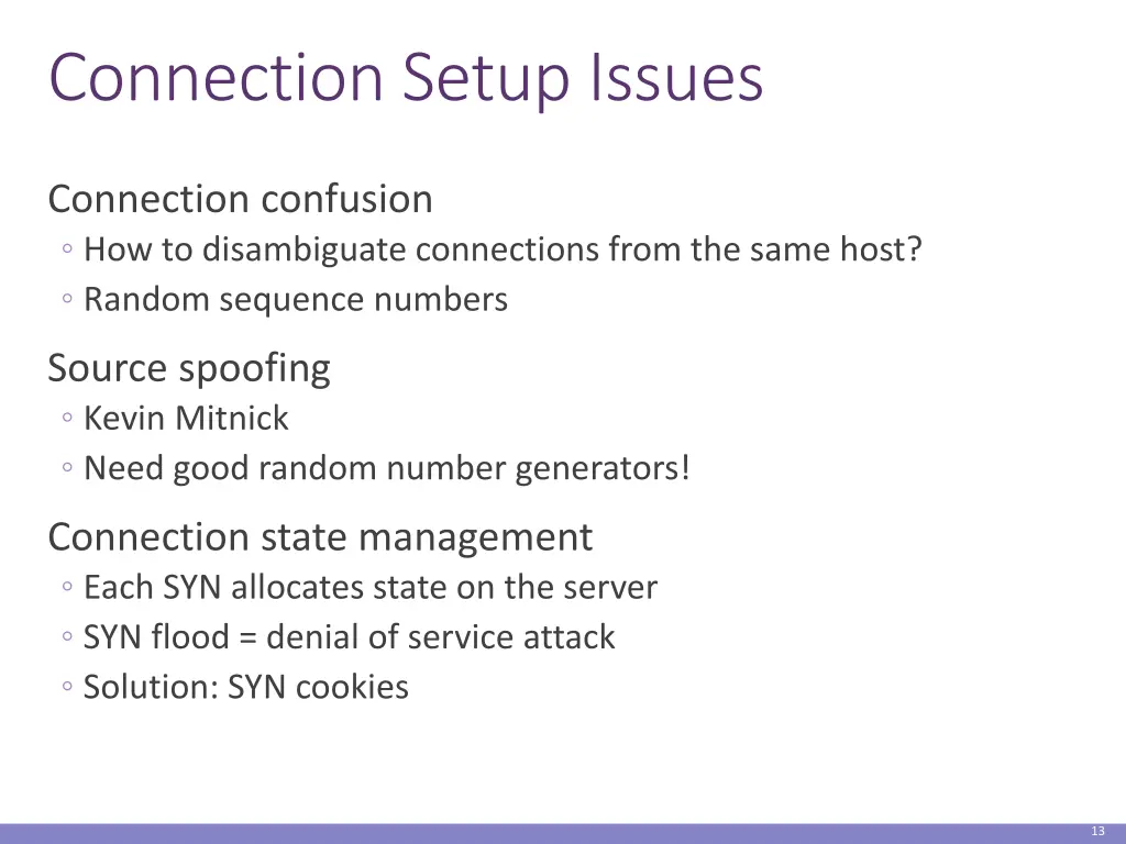 connection setup issues