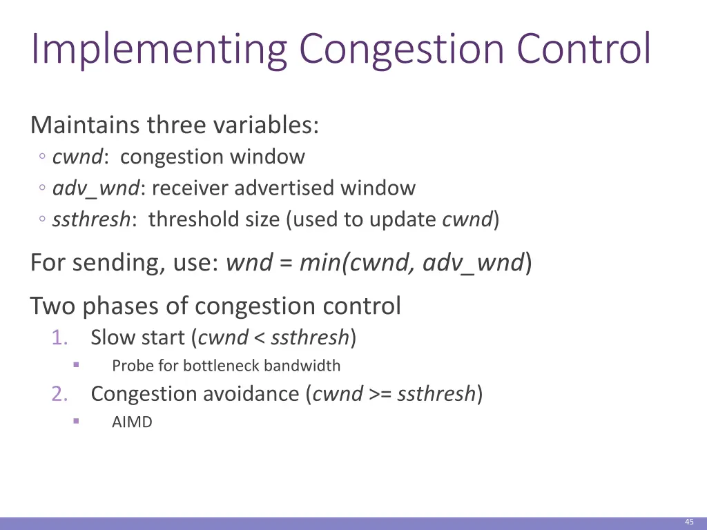 implementing congestion control