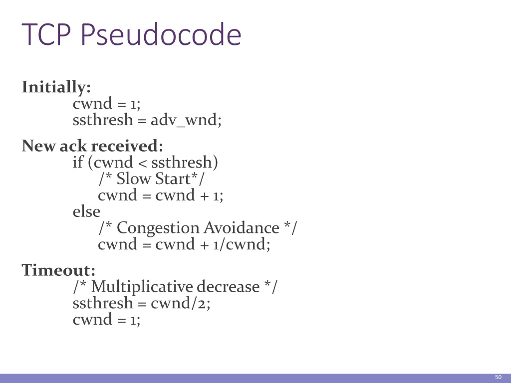 tcp pseudocode