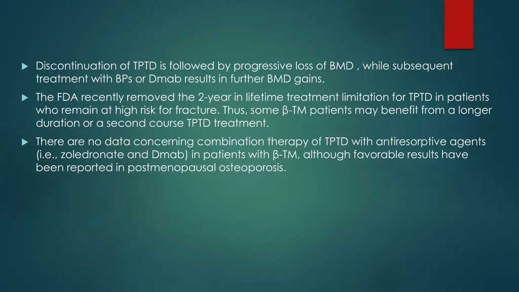 discontinuation of tptd is followed