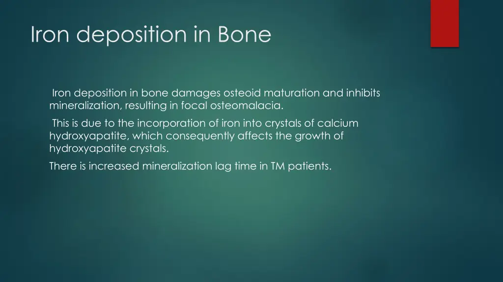 iron deposition in bone