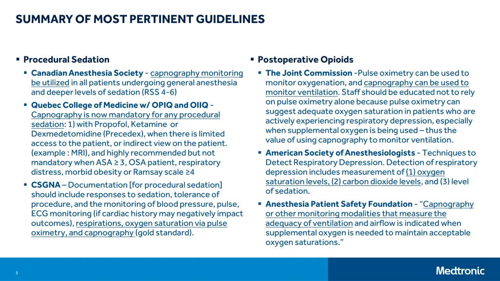 summary of most pertinent guidelines