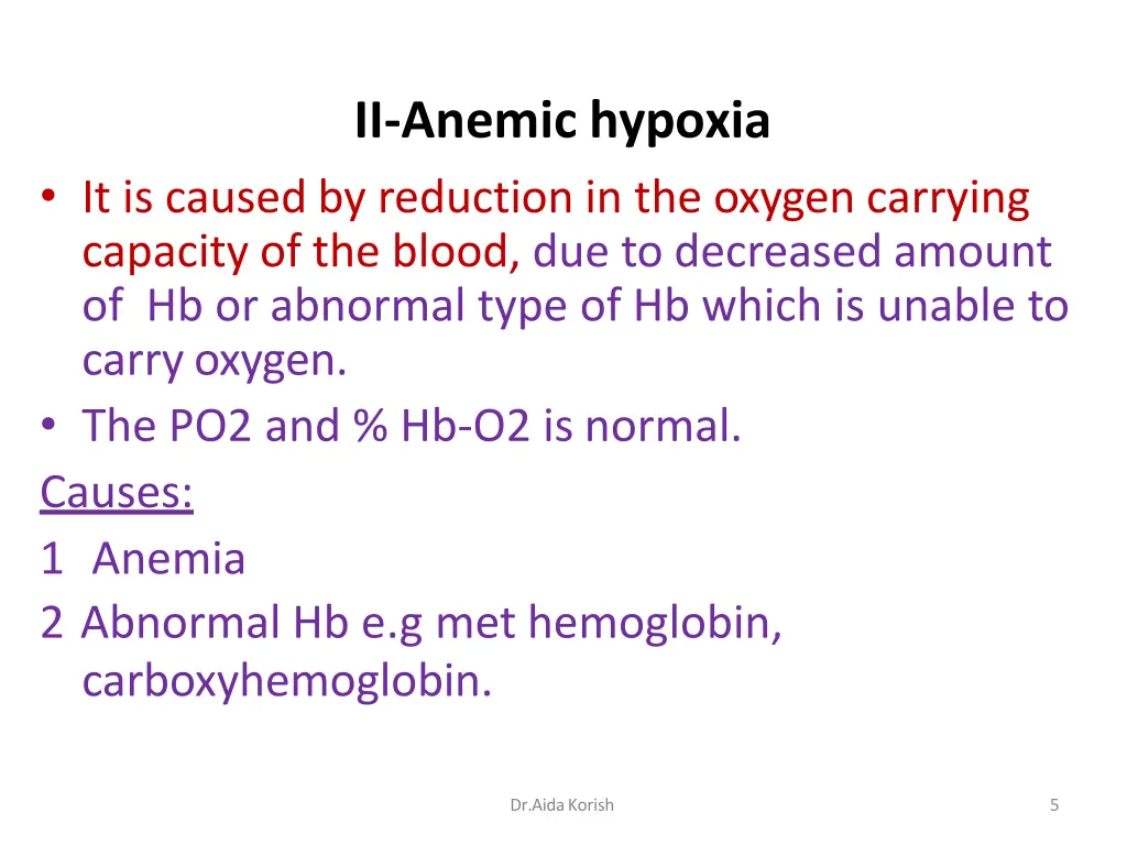 ii anemic hypoxia