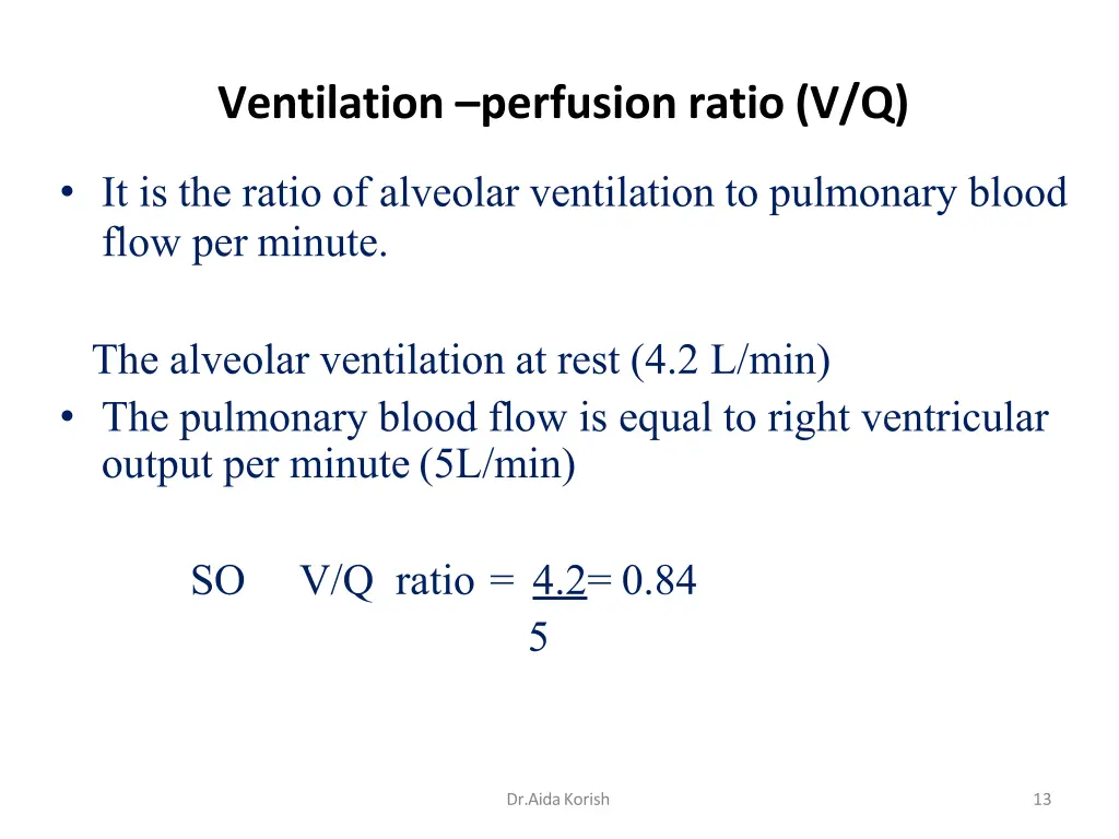 ventilation perfusion ratio v q