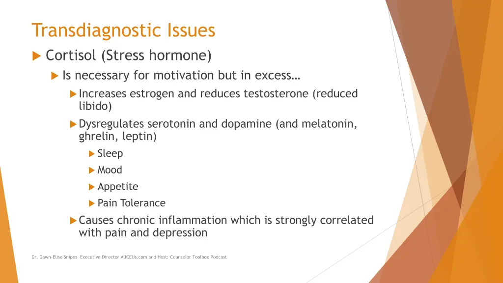 transdiagnostic issues cortisol stress hormone