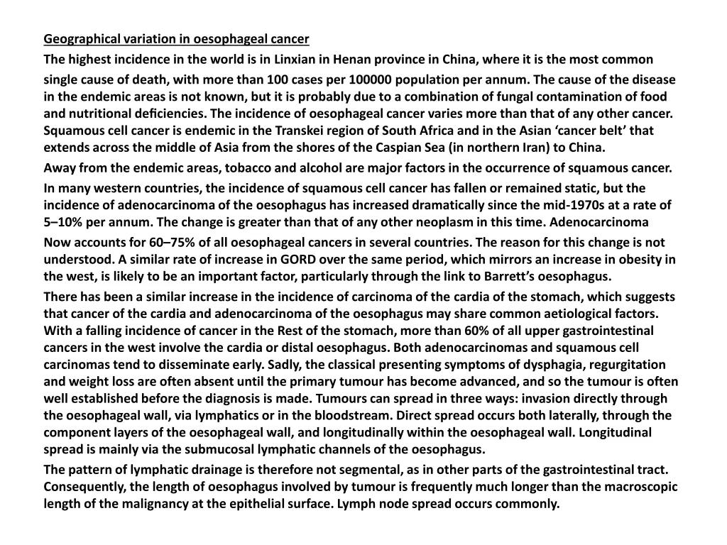 geographical variation in oesophageal cancer