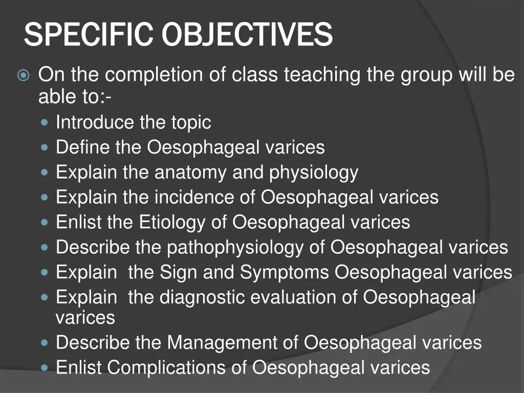 specific objectives specific objectives