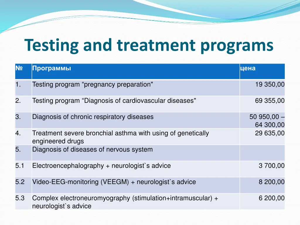 testing and treatment programs
