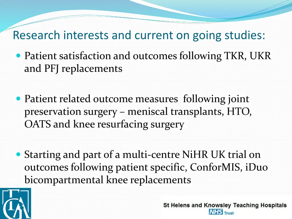 research interests and current on going studies