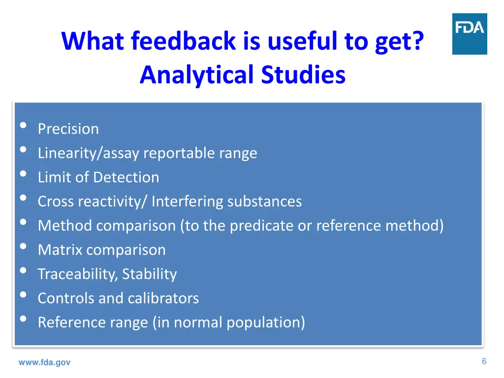 what feedback is useful to get analytical studies