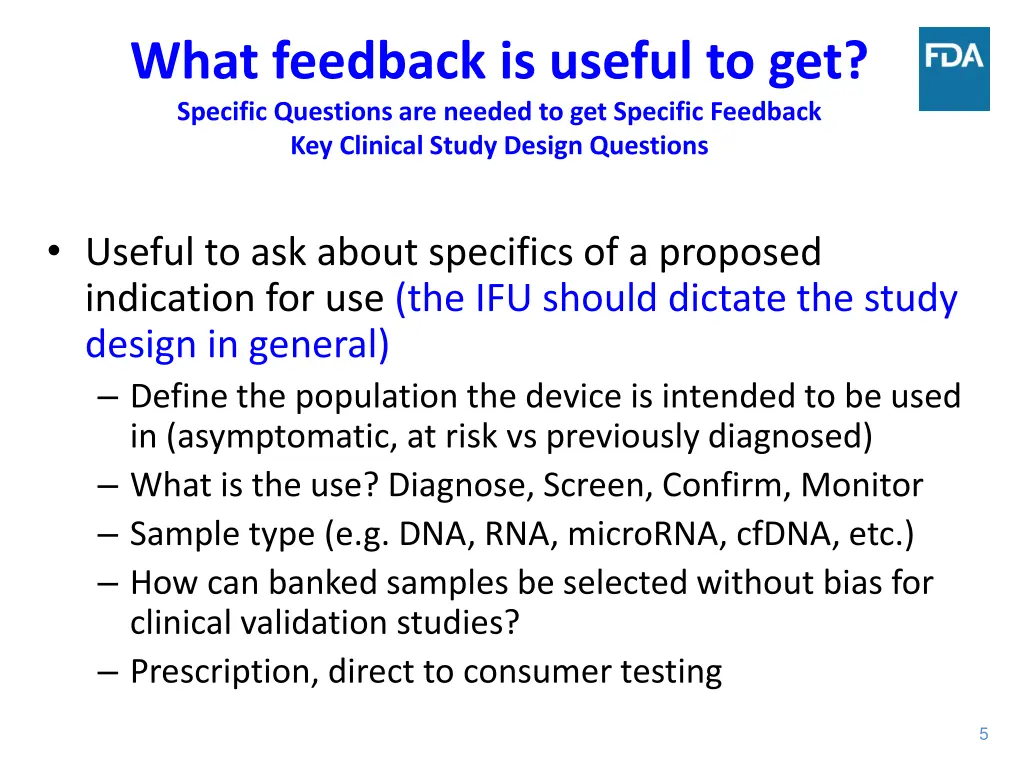 what feedback is useful to get specific questions