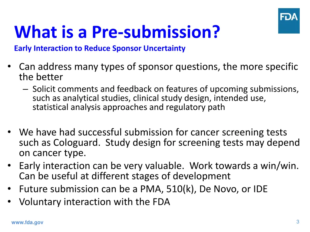 what is a pre submission early interaction