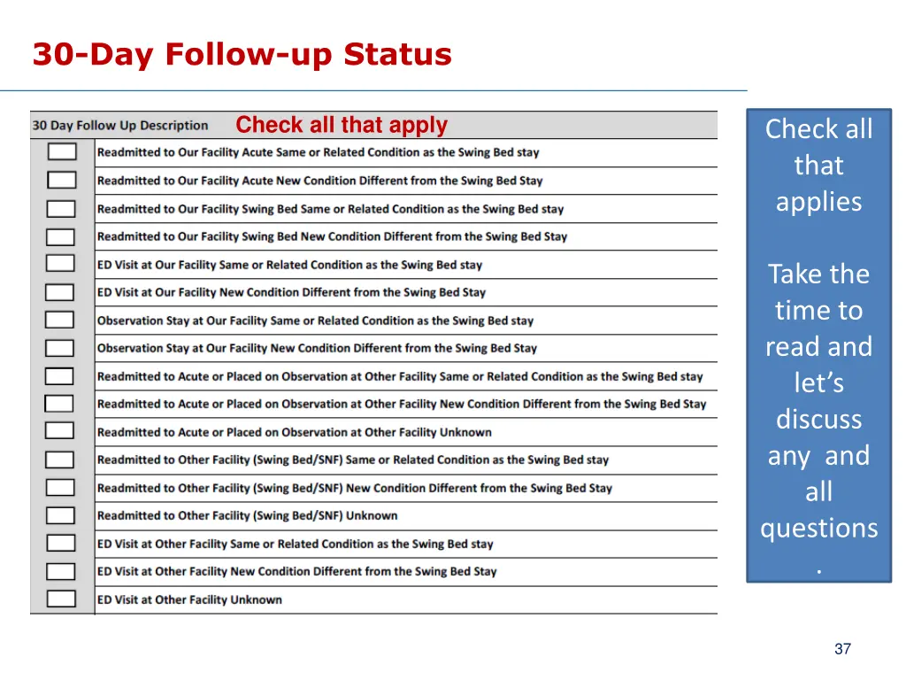 30 day follow up status 1