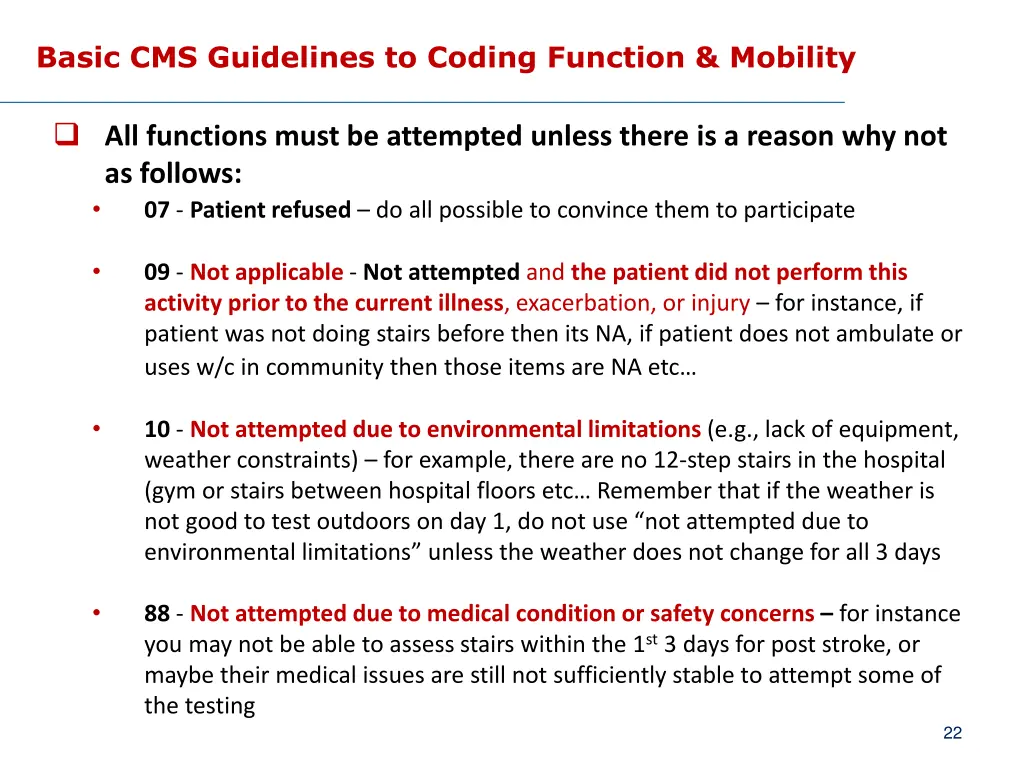 basic cms guidelines to coding function mobility 2