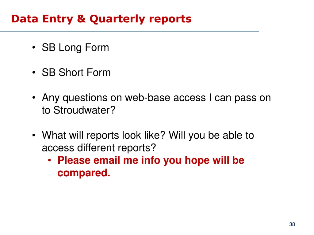 data entry quarterly reports