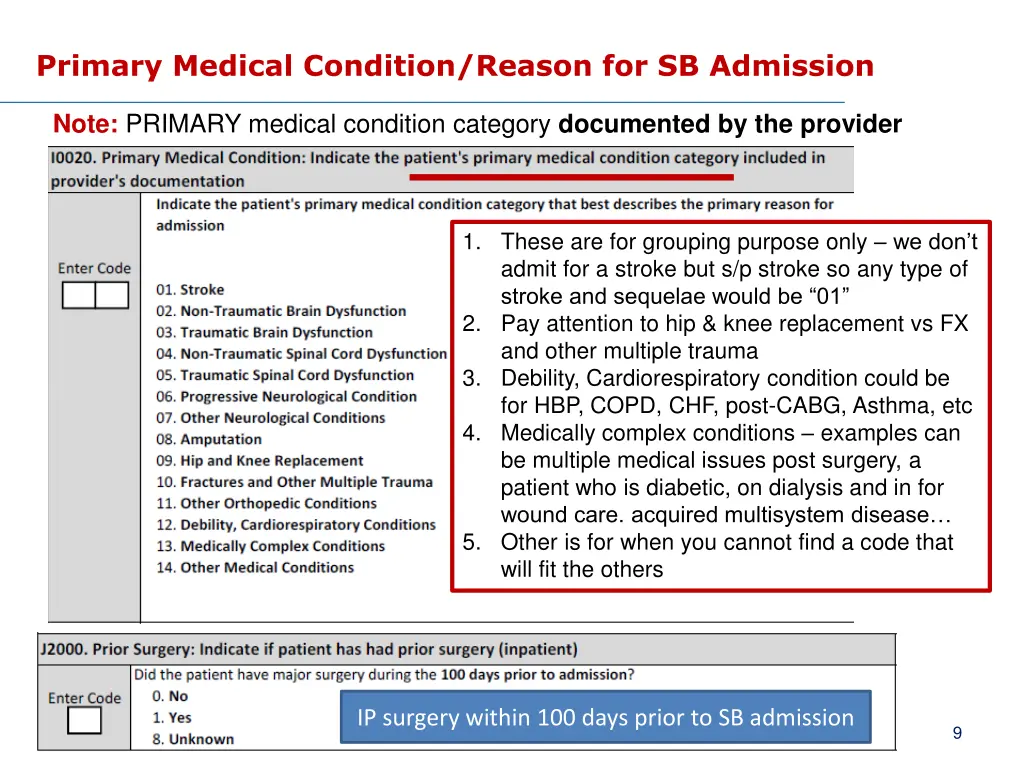 primary medical condition reason for sb admission
