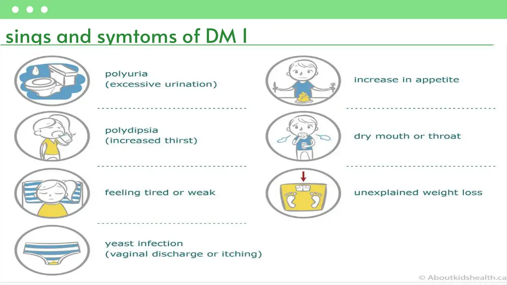 sings and symtoms of dm 1 1